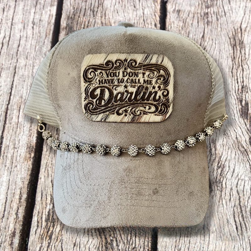 On A Whim Hats You Don't Have to Call Me Darlin' Vegan Suede Trucker Hat w/ Cowhide Patch