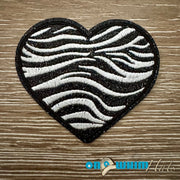 On A Whim Hats Zebra Glitter Heart Iron-On Patch