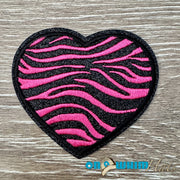 On A Whim Hats Zebra Pink Glitter Heart Iron-On Patch