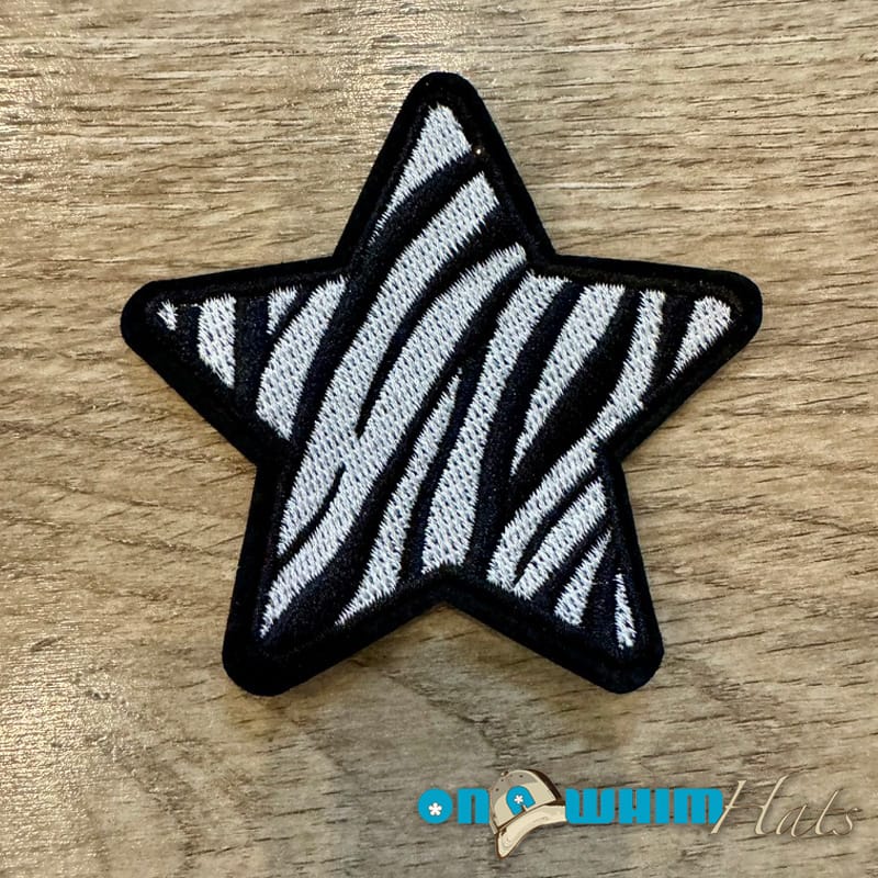 On A Whim Hats Zebra Star Embroidered Iron-On Patch