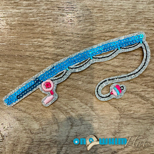 Sequin Fishing Rod Iron-On Patch
