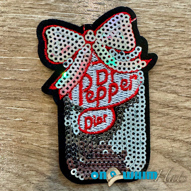 Diet Dr Pepper Sequin Iron-On Patch